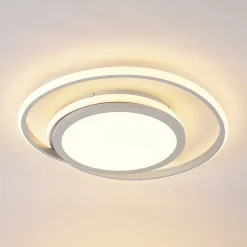 Lucande LED plafondlamp Noud, 49 cm, zilver, aluminium, dimbaar