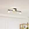 Lucande LED plafondlamp Pallo, 4-lamps, zwart/goud, glas