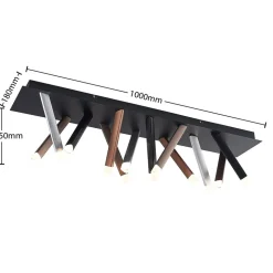 Lucande LED plafondlamp Stoika, 100cm, hoekig, metaal