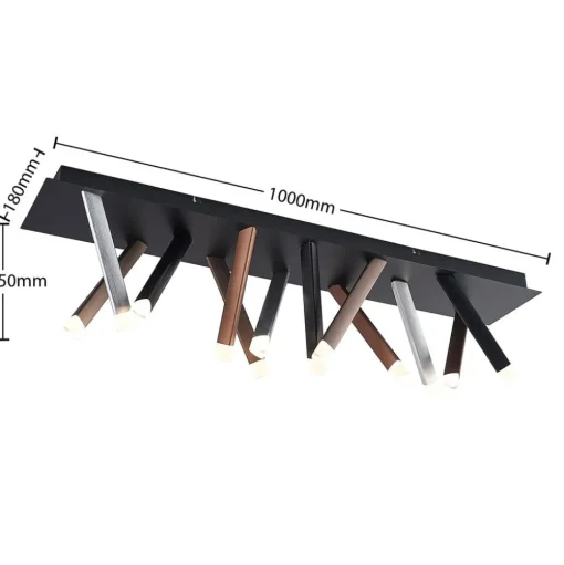 Lucande LED plafondlamp Stoika, 100cm, hoekig, metaal