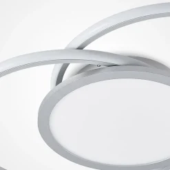 Lucande LED plafondlamp Senne, 63 cm, zilver, aluminium