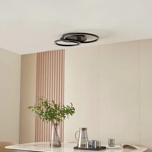 Lucande LED plafondlamp Tjado, 62 cm lang, zwart, metaal