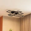 Lucande LED plafondlamp Tjado, 94 cm lang, zwart, metaal