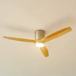 Lucande LED plafondventilator Faipari, nikkel, DC, stil, 132 cm