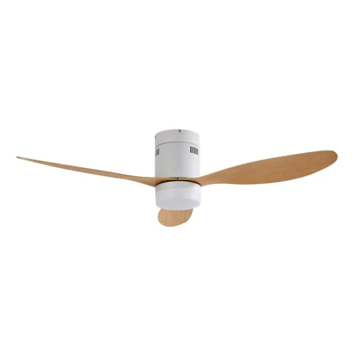 Lucande LED plafondventilator Kayu, wit, DC, stil, 132 cm