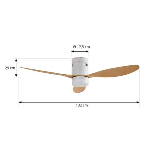 Lucande LED plafondventilator Kayu, wit, DC, stil, 132 cm