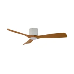 Lucande LED plafondventilator Moneno, wit/hout, Tuya