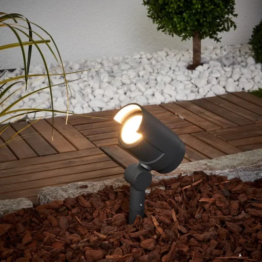 Lucande LED prikspot Beatrix, antraciet, aluminium, 45,7cm