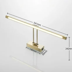 Lucande LED schilderij verlichting Dimitrij, messing, metaal, 54cm