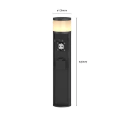 Lucande LED sokkellamp Corban, grijs, contactdozen, IP44