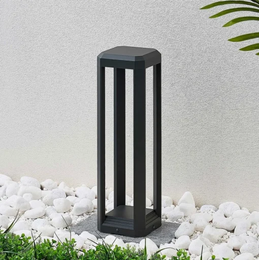 Lucande LED sokkellamp Fery, antraciet, metaal, 50cm, IP65