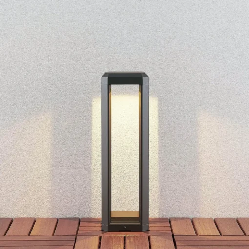 Lucande LED sokkellamp Fery, antraciet, metaal, 50cm, IP65