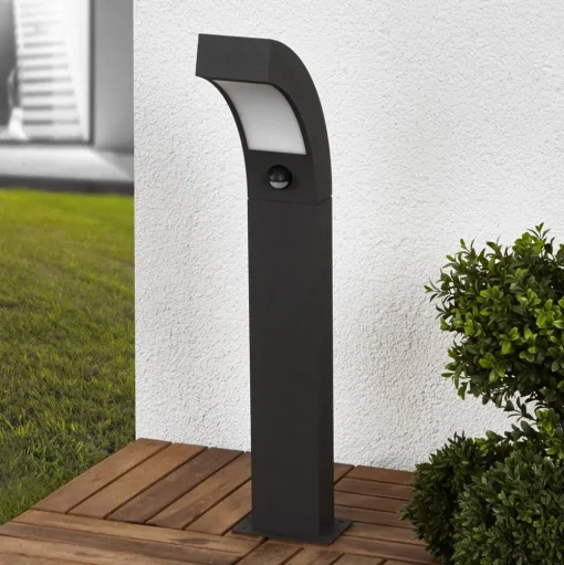 Lucande LED sokkellamp Lennik, sensor, 60 cm, antraciet