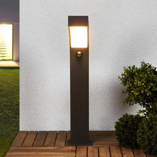 Lucande LED sokkellamp Lennik, sensor, 60 cm, antraciet