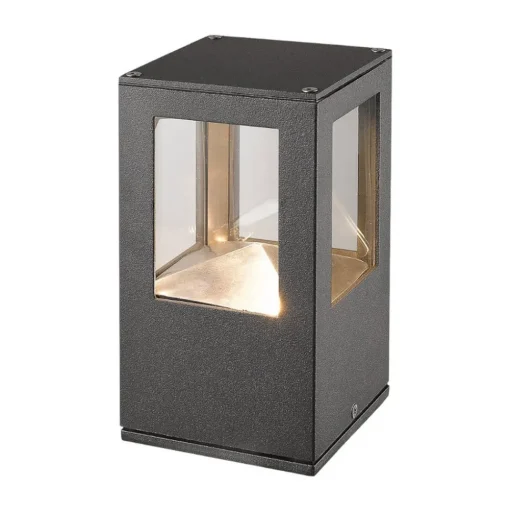 Lucande LED sokkellamp Nicola, 20 cm, antraciet, IP54