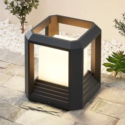 Lucande LED sokkellamp Serenella, antraciet, metaal, 27cm