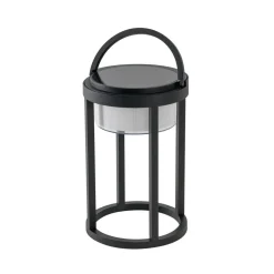 Lucande LED solar tafellamp Tilena, rond, zwart, dimbaar