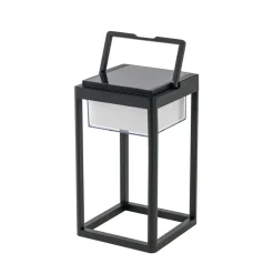 Lucande LED solar tafellamp Tilena, hoekig, zwart, dimbaar