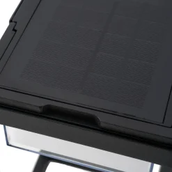 Lucande LED solar tafellamp Tilena, hoekig, zwart, dimbaar
