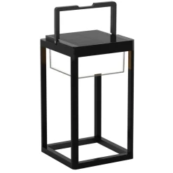 Lucande LED solar tafellamp Tilena, hoekig, zwart, dimbaar