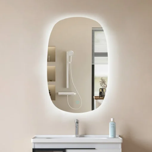 Lucande LED spiegel Celestiel, ovaal, verwarmbaar, CCT, 80 cm