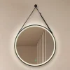 Lucande LED spiegel Lelin, Ø 45 cm, zwart, aluminium, CCT