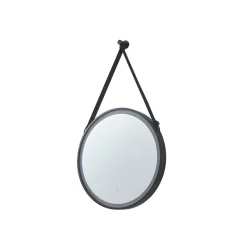 Lucande LED spiegel Lelin, Ø 60 cm, zwart, aluminium, CCT