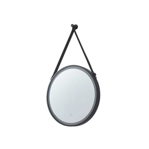 Lucande LED spiegel Lelin, Ø 60 cm, zwart, aluminium, CCT
