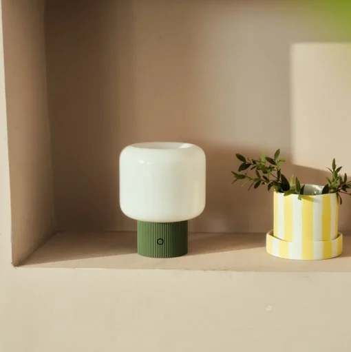 Lucande LED tafellamp Katrin Palm, groen, glas