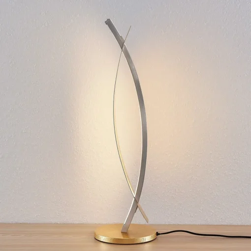 Lucande LED tafellamp Marija, goudkleurig, dimbaar, 62 cm