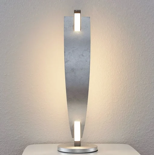 Lucande LED tafellamp Marija, zilverkleurig, dimbaar, 62 cm