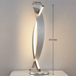 Lucande LED tafellamp Marija, zilverkleurig, dimbaar, 62 cm
