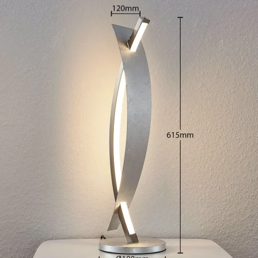 Lucande LED tafellamp Marija, zilverkleurig, dimbaar, 62 cm