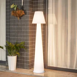 Lucande LED terraslamp Gauri, wit, 153 cm, IP44