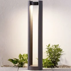 Lucande LED tuinpadverlichting Dylen, grijs, metaal, 80 cm, IP65
