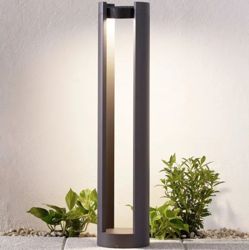 Lucande LED tuinpadverlichting Dylen, grijs, metaal, 80 cm, IP65