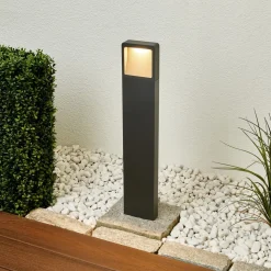 Lucande LED tuinpadverlichting Leya, 65 cm, antraciet, metaal, IP54