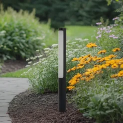 Lucande LED tuinpadverlichting Tuberia, antraciet, metaal, 80 cm