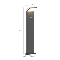 Lucande LED tuinpadverlichting Nevio, sensor, 60cm, antraciet