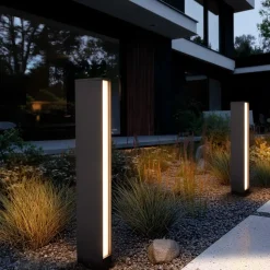 Lucande LED tuinpadverlichting Lirka, 2-lamps, grijs, metaal, 60cm