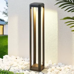 Lucande LED tuinpadverlichting Fery, antraciet, metaal, 80cm, IP65