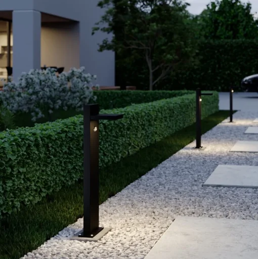 Lucande LED tuinpadverlichting Silvan, 65 cm, sensor, antraciet