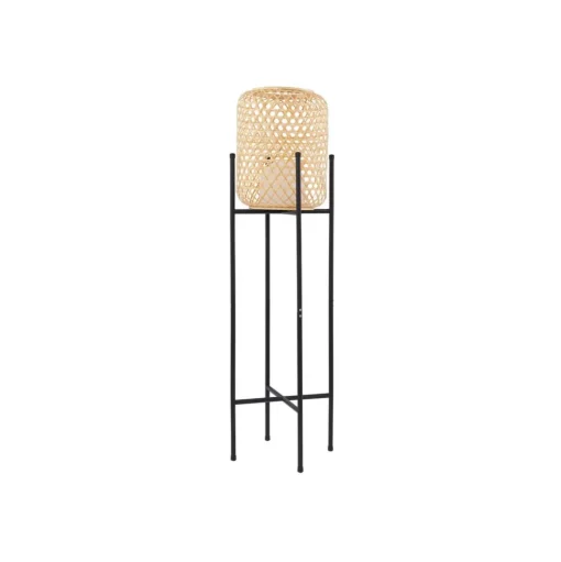 Lucande LED vloerlamp Adebi, zwart, bamboe, Ø32,5cm