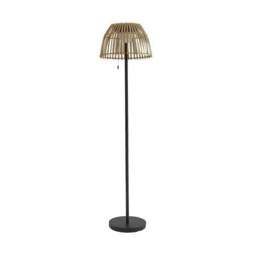 Lucande LED vloerlamp Eligio, bamboe, Ø 39 cm, RGB