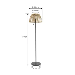 Lucande LED vloerlamp Eligio, bamboe, Ø 39 cm, RGB
