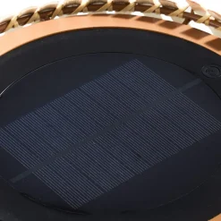 Lucande LED vloerlamp Eligio, bamboe, Ø 39 cm, RGB