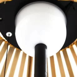 Lucande LED vloerlamp Eligio, bamboe, Ø 39 cm, RGB
