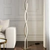 Lucande LED vloerlamp Mairia, zilver, golfvormig