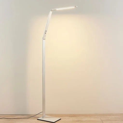 Lucande LED vloerlamp Nicano, grijs, metaal, CCT, 125cm
