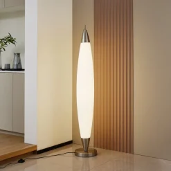 Lucande LED vloerlamp Tarell, wit/nikkel, 146 cm, dimbaar